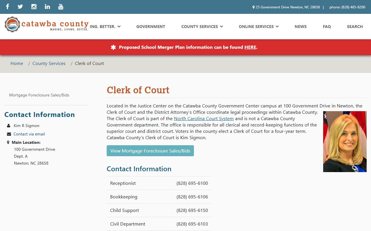 Catawba County court records clerk office information