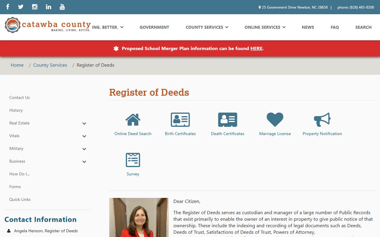 Catawba County marriage divorce and probate record access through court and register offices