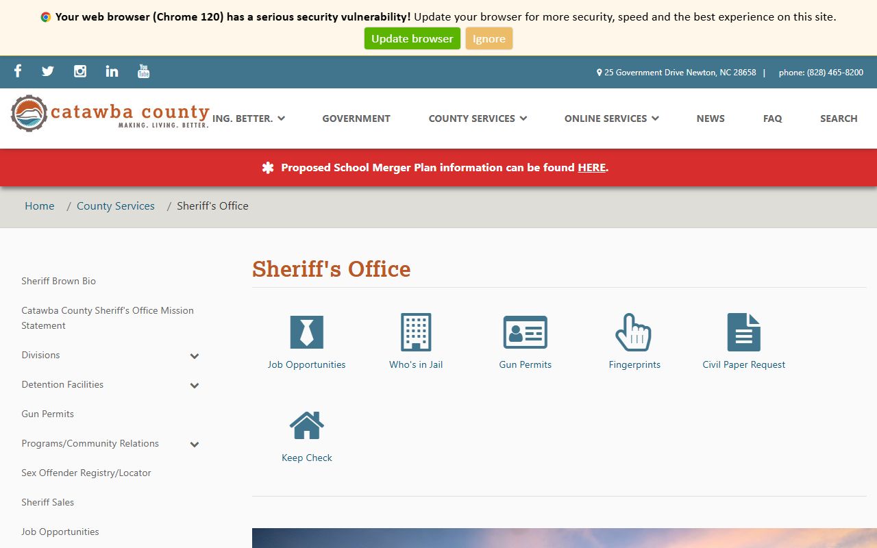 Catawba County court records linked to sheriff and jail information