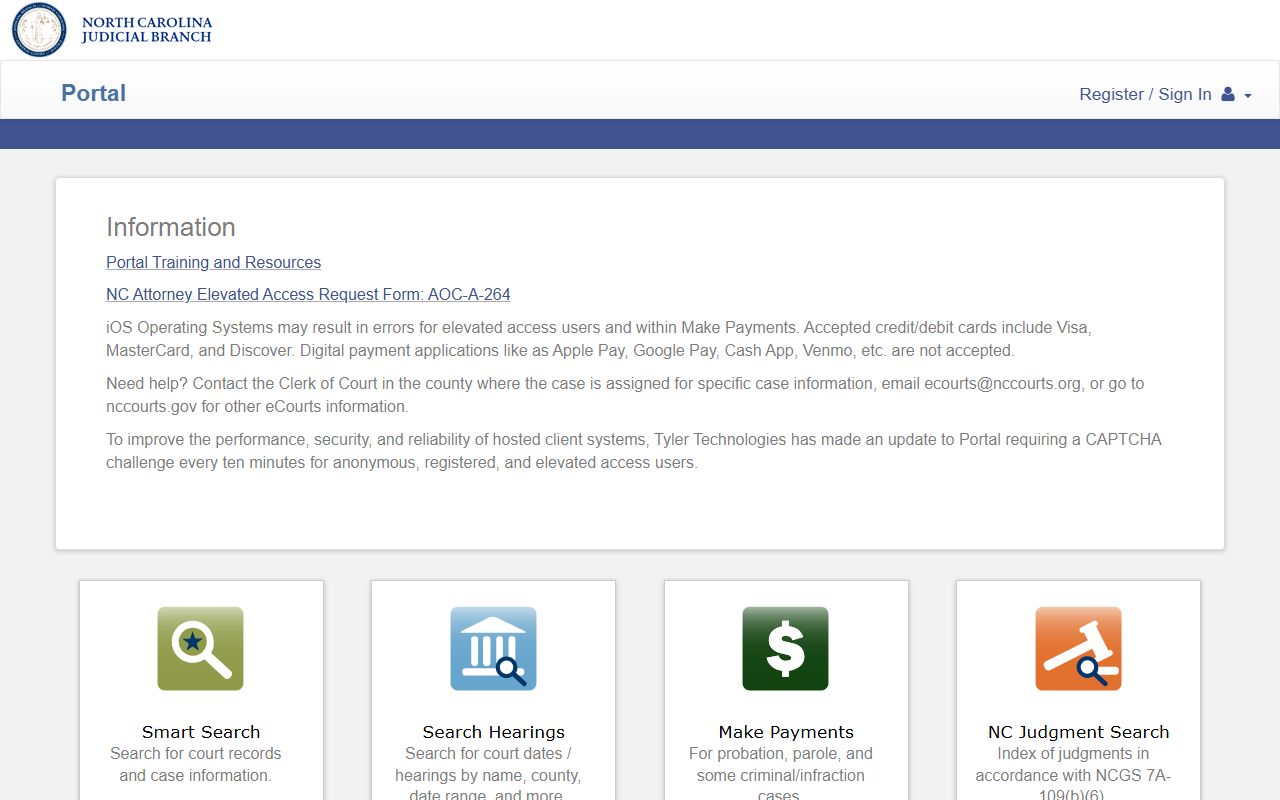 Catawba County court records search through the North Carolina eCourts Portal