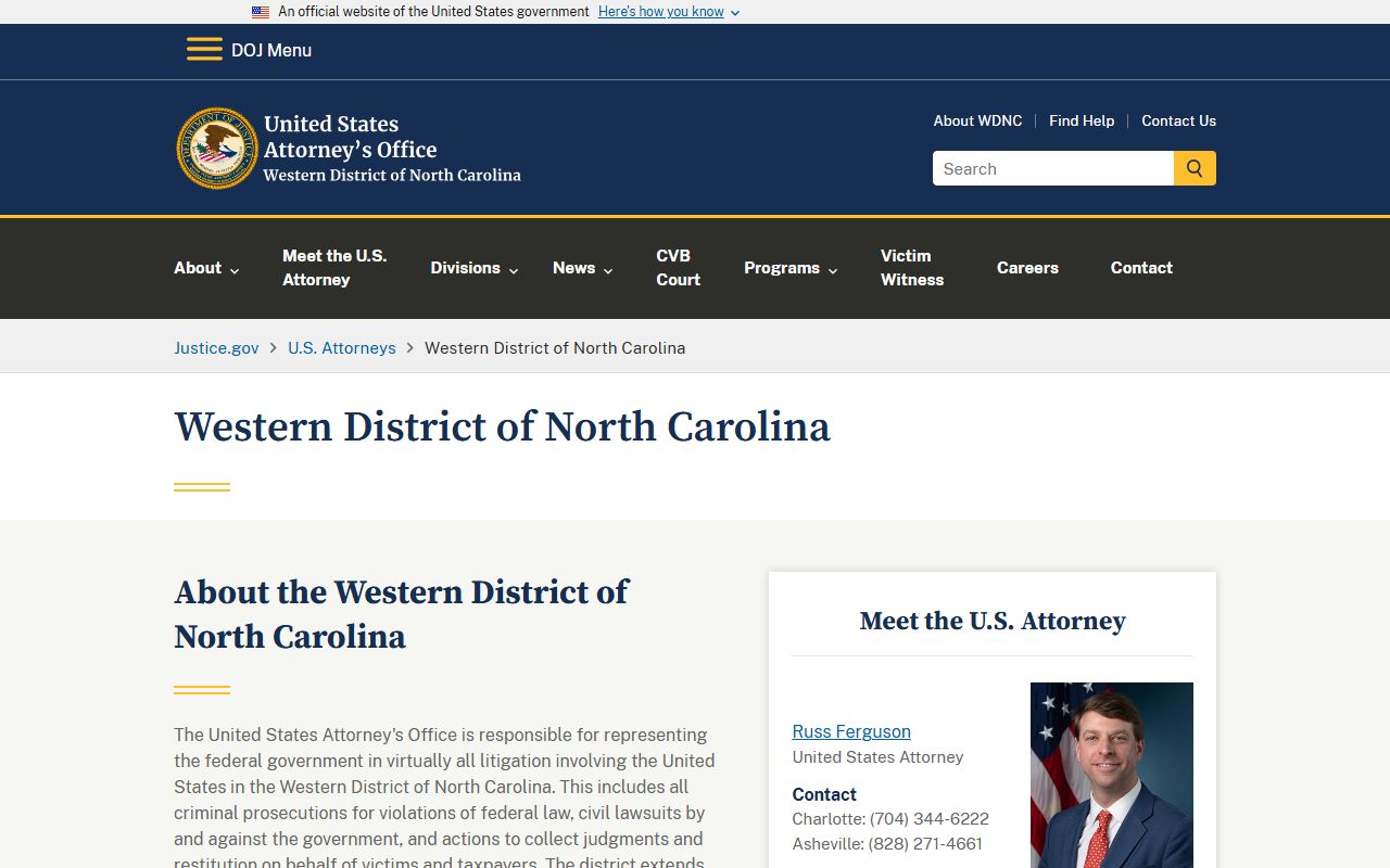 Catawba County arrest records Western District federal charges