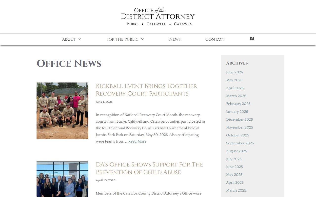 Catawba County arrest records District Attorney office news