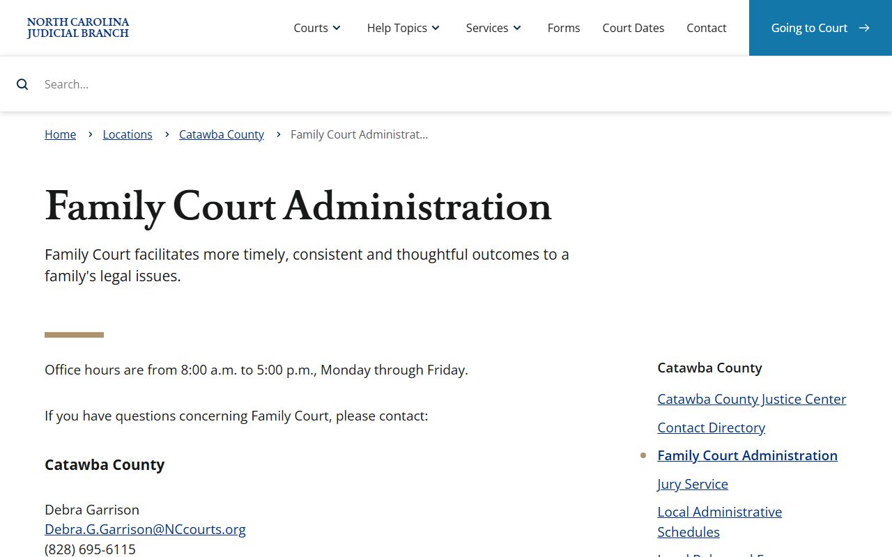 Catawba County court dockets family court administration