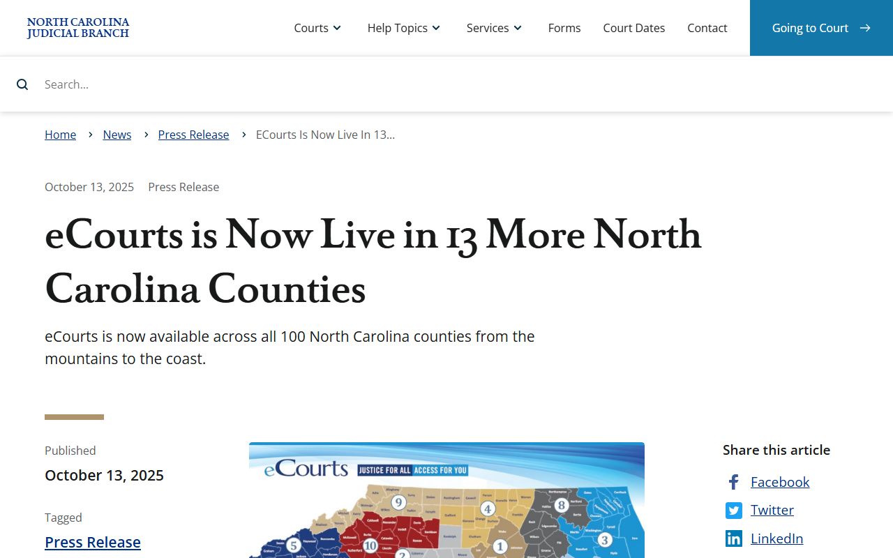 Catawba County court dockets eCourts go-live notice
