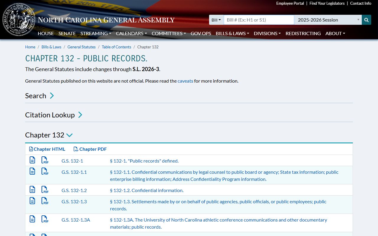 Catawba County court records North Carolina public records statutes