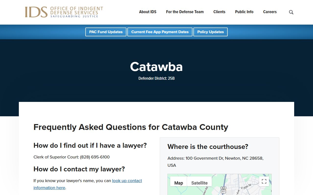Catawba County criminal court records indigent defense services