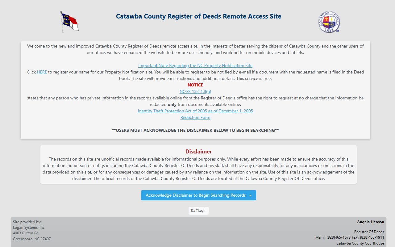 Catawba County marriage records Register of Deeds online deed search